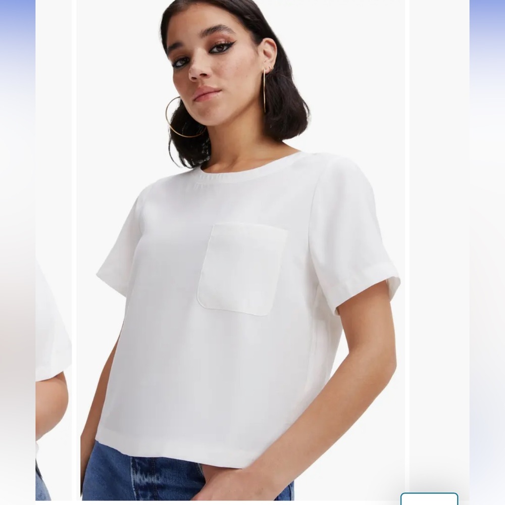 Good American Pocket T-Shirt Ivory Size 2